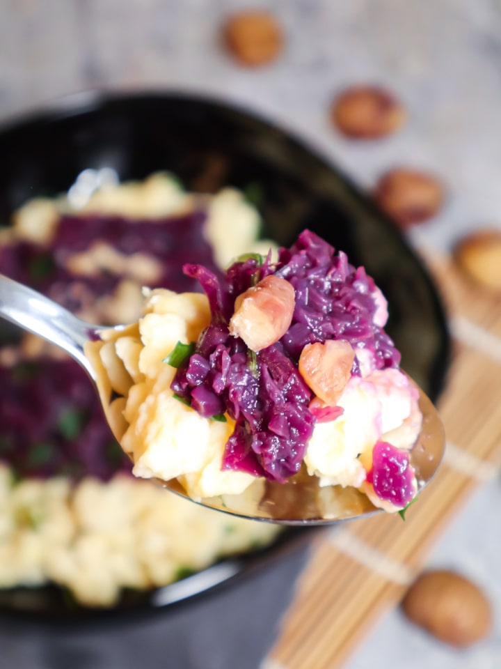 Apfel-Blaukraut auf Spätzle ♥ mit leckeren Maroni!